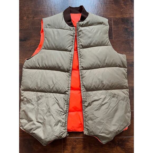Vintage Duck Feather Down Puffer Hunting Vest Reversible Sz M Sportswear READ - Picture 1 of 6